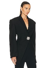 David Koma Wide Open Tailored Jacket in Black, view 2, click to view large image.