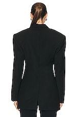 David Koma Wide Open Tailored Jacket in Black, view 3, click to view large image.