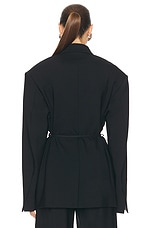 David Koma Crystal Rose Embroidered Blazer in Black & Silver, view 3, click to view large image.
