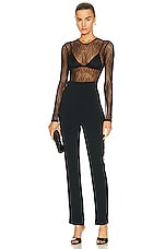 David Koma Lace Side Panel Skinny Pant in Black, view 4, click to view large image.