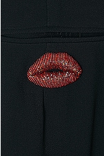 David Koma Crystal Lip Embroidered Detail Trouser in Black, view 5, click to view large image.