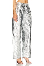 David Koma Metallic Leather Trouser in Silver, view 2, click to view large image.