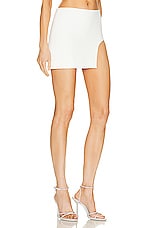David Koma Arch Leg Cut Out Mini Skirt in White, view 2, click to view large image.