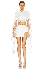 David Koma Arch Leg Cut Out Mini Skirt in White, view 5, click to view large image.