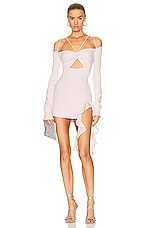 David Koma Ruffle Arch Leg Cut Out Mini Skirt in Pink, view 5, click to view large image.