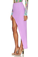 David Koma Hip Cutout Asymmetrical Open Leg Skirt in Lilac, view 3, click to view large image.