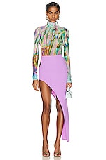 David Koma Hip Cutout Asymmetrical Open Leg Skirt in Lilac, view 5, click to view large image.