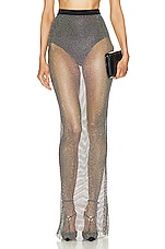 David Koma Crystal Mesh Maxi Skirt in Black & Iridescent, view 1, click to view large image.