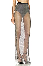 David Koma Crystal Mesh Maxi Skirt in Black & Iridescent, view 2, click to view large image.