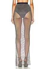 David Koma Crystal Mesh Maxi Skirt in Black & Iridescent, view 3, click to view large image.
