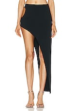 David Koma Hip Cutout Buckle Scuba Skirt in Black, view 1, click to view large image.