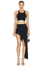 David Koma Hip Cutout Buckle Scuba Skirt in Black, view 5, click to view large image.