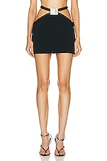 David Koma Crystal Half Cylinder Detail Cutout Skirt in Black & Silver, view 1, click to view large image.
