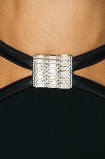 David Koma Crystal Half Cylinder Detail Cutout Skirt in Black & Silver, view 5, click to view large image.