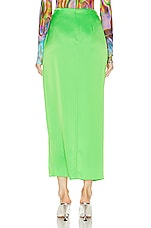 David Koma Crystal Buckle Wrap Midi Skirt in Neon Green, view 4, click to view large image.
