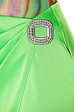 David Koma Crystal Buckle Wrap Midi Skirt in Neon Green, view 6, click to view large image.