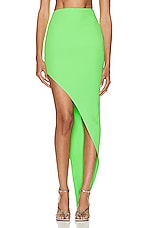David Koma Asymmetrical Hem Knit Skirt in Neon Green, view 1, click to view large image.