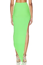 David Koma Asymmetrical Hem Knit Skirt in Neon Green, view 3, click to view large image.