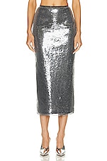 David Koma Sequin Midi Skirt in Grey, view 1, click to view large image.