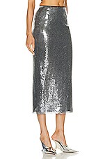 David Koma Sequin Midi Skirt in Grey, view 2, click to view large image.