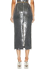 David Koma Sequin Midi Skirt in Grey, view 3, click to view large image.