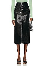 David Koma Patent Leather Midi Skirt in Black, view 1, click to view large image.