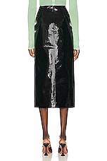 David Koma Patent Leather Midi Skirt in Black, view 3, click to view large image.
