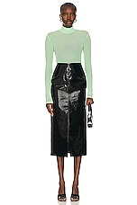 David Koma Patent Leather Midi Skirt in Black, view 4, click to view large image.