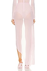 David Koma Metallic Tube Hip Detail Maxi Skirt in Soft Pink & Pink, view 4, click to view large image.
