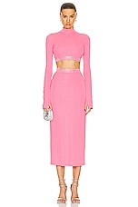 David Koma Crystal Embroidered Waistline Pencil Skirt in Pink, view 4, click to view large image.