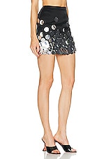 David Koma Giant Paillettes Satin Mini Skirt in Black & Silver, view 2, click to view large image.