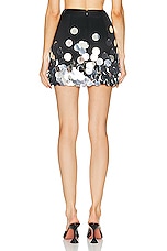 David Koma Giant Paillettes Satin Mini Skirt in Black & Silver, view 3, click to view large image.