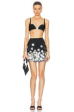 David Koma Giant Paillettes Satin Mini Skirt in Black & Silver, view 4, click to view large image.