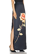 David Koma Rose Flower Print Maxi Skirt in Black & Orange, view 1, click to view large image.