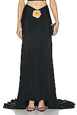 David Koma Rose Payette Waist Maxi Skirt in Black & Orange, view 1, click to view large image.