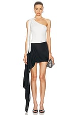 David Koma Drape Front Asymmetric Skirt in Black, view 5, click to view large image.