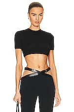 David Koma Circle Back Cut Out Crop Top in Black, view 1, click to view large image.