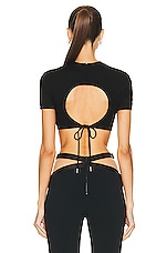 David Koma Circle Back Cut Out Crop Top in Black, view 3, click to view large image.
