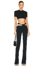 David Koma Circle Back Cut Out Crop Top in Black, view 4, click to view large image.