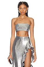 David Koma Sequin Bandeau in Silver, view 1, click to view large image.