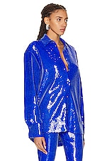 David Koma Sequin Shirt in Blue, view 2, click to view large image.