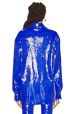 David Koma Sequin Shirt in Blue, view 3, click to view large image.