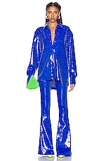 David Koma Sequin Shirt in Blue, view 4, click to view large image.