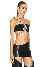 David Koma Crystal &amp; Plexi Octopus Straps Bra in Black & Silver, view 2, click to view large image.