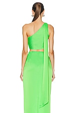 David Koma Crystal Buckle One Shoulder Top in Neon Green, view 4, click to view large image.