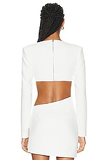 David Koma Chain Square Neckline Long Sleeve Crop Top in White & Silver, view 3, click to view large image.