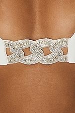 David Koma Chain Square Neckline Long Sleeve Crop Top in White & Silver, view 5, click to view large image.