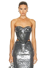 David Koma Sequin Bustier in Grey, view 1, click to view large image.