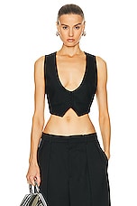 David Koma Cropped Vest Top in Black, view 2, click to view large image.