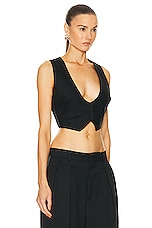 David Koma Cropped Vest Top in Black, view 3, click to view large image.